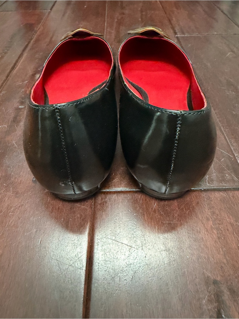 Tory Burch Women’s Black Pointed Toe Flats with Gold Accent - Picture 3 of 5